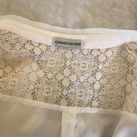Sheer Cream Blouse with Pockets and Lace Detail - Picture 4 of 5